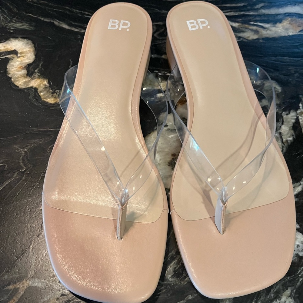 BP Talon Clear Strap Sandals, size 10